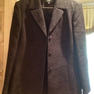 Kasper Black jaquard suit womens 14 - beautiful!